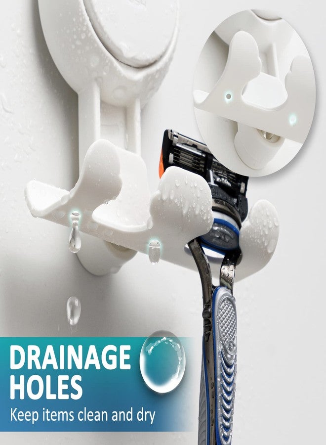 TAILI Suction Cup Razor Holder in Shower 2 Pack, Towel, Loofah, Shaver Holder for Bathroom Wall, Powerful Suction Cup Shower Hooks, Easy to Install and Reuse, White - Image 4