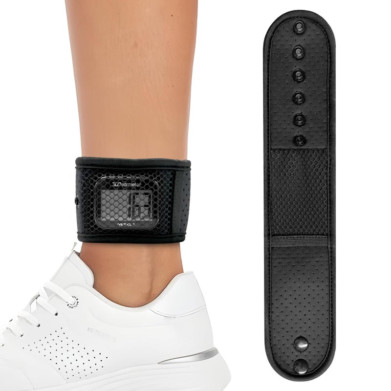 NESKLA Ankle Straps for Fitness Trackers, Soft Adjustment Pedometer Ankle Band Compatible with Fitbit, Breathable Mesh Sports Ankle Strap for Men and Women- Black - Image 1