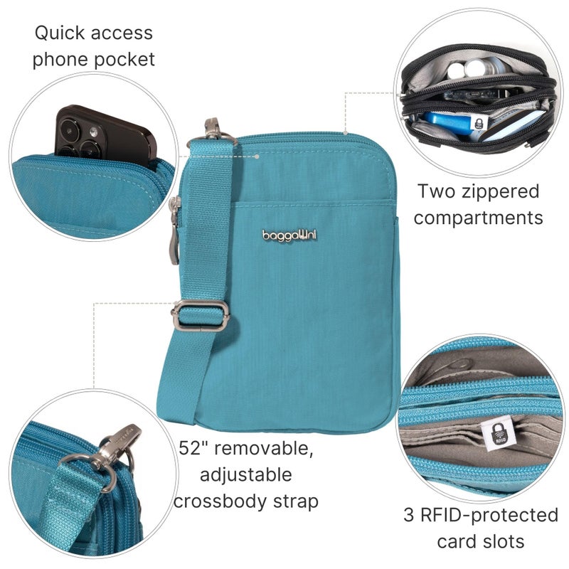 Baggallini Modern Take Two RFID Crossbody - 5"x7" Lightweight Small Phone Wallet Crossbody Bag - Nylon Travel Purse - Image 4