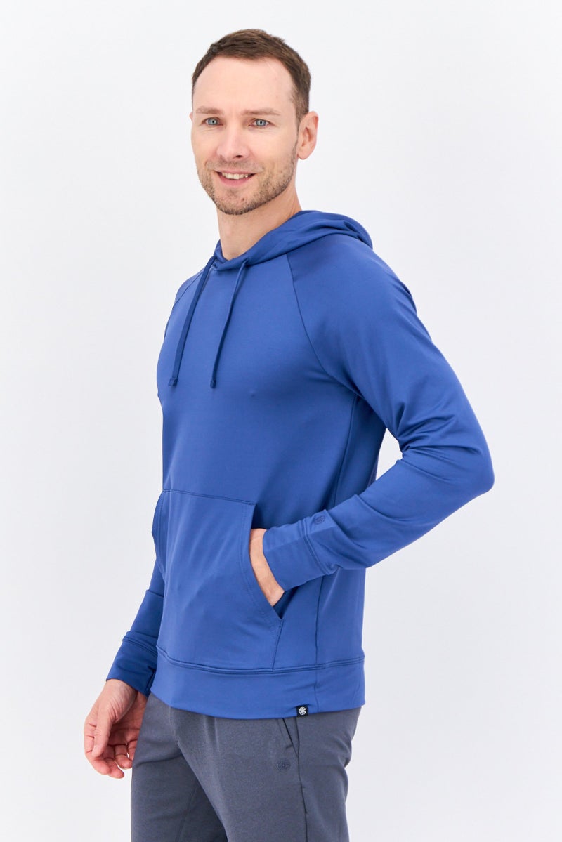 Gaiam هودي تدريب بأكمام طويلة ضيق للرجال، أزرق داكن - Image 2