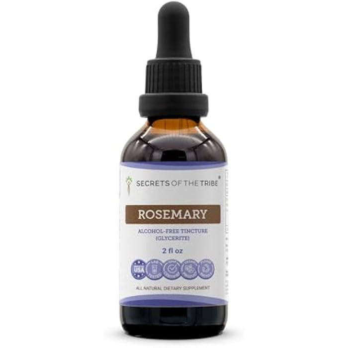 Secrets of the Tribe Rosemary Alcohol-Free Liquid Extract, Rosemary (Rosmarinus Officinalis) Dried Leaf Tincture Supplement (2 FL OZ) - Image 1