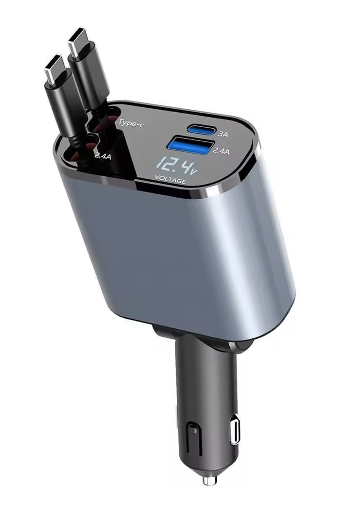 IPLUS iP-C401 Advanced 120W Fast Charging Car Adapter with PD 3A, USB 2.4A, Voltage Display, and 180° Adjustable Design - Image 1