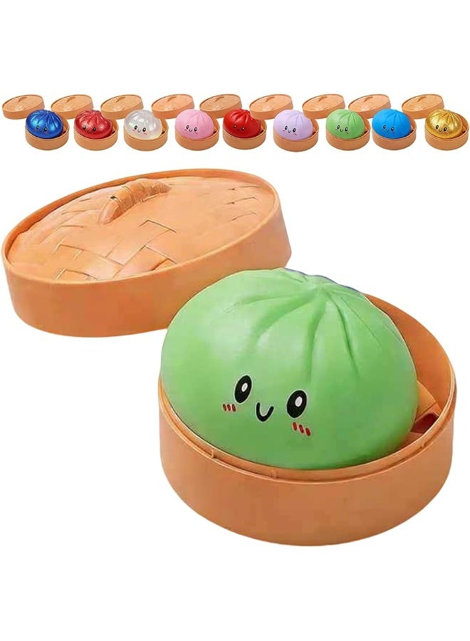 QITAI Glitter Dumpling, Glitter Dumpling Squishy with Box, Dumplings Sensory Squeeze Toy for Stress Relief (Green) - Image 1