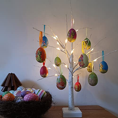 Gardeningwill 12pcs Vintage Style Paper Mache Foam Egg Hanging Ornaments Easter Decoration - Image 4