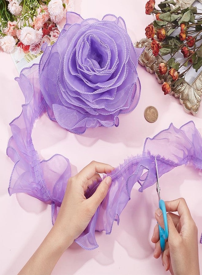 BENECREAT 11Yard Polyester Pleated Lace Trims, 3 inch Wide Purple Ruffled Ribbon Ruffled Pleated Lace Fabric Trim for Sewing and Art Craft Decoration - Image 3