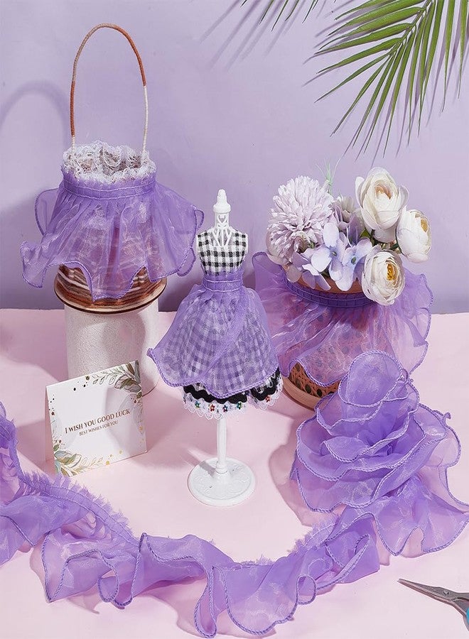 BENECREAT 11Yard Polyester Pleated Lace Trims, 3 inch Wide Purple Ruffled Ribbon Ruffled Pleated Lace Fabric Trim for Sewing and Art Craft Decoration - Image 5