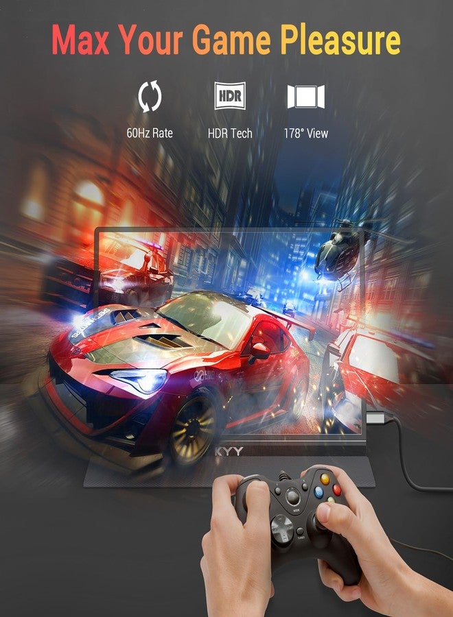 KYY شاشة KYY المحمولة مقاس 15.6 بوصة بدقة FHD 1080P، شاشة ألعاب USB-C وHDMI، شاشة IPS فائقة النحافة مع غطاء ذكي ومكبرات صوت، توصيل وتشغيل فوري، شاشة خارجية لأجهزة الكمبيوتر المحمولة والهواتف وأجهزة Mac وXbox وPS4 - Image 5
