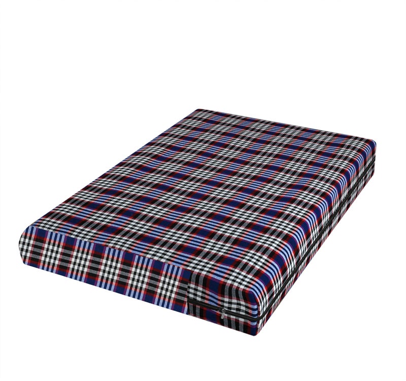 PRISCILLA Cotton Mattress Cover Protector Single Bed with Strong Zip/Chain (2 Pc, 6x3 ft) | All Around Protection with 360° Encasing with Zipper (Pack of 2, 72x36 Fits Upto 6 inches, Red/Blue) - Image 5