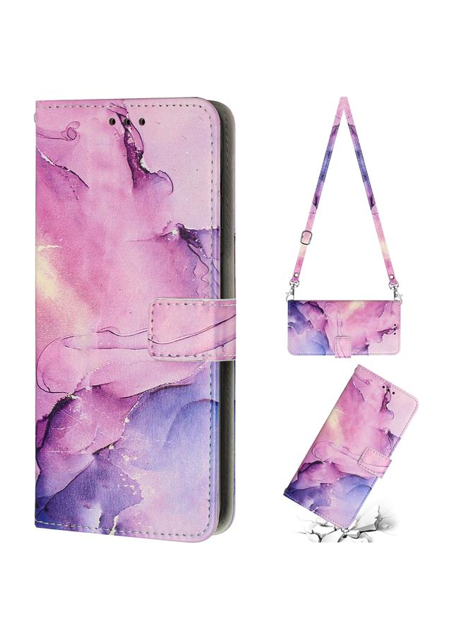 S-TOP Case For Motorola Moto G62 5G Crossbody Painted Marble Pattern Leather Phone Case - Image 1