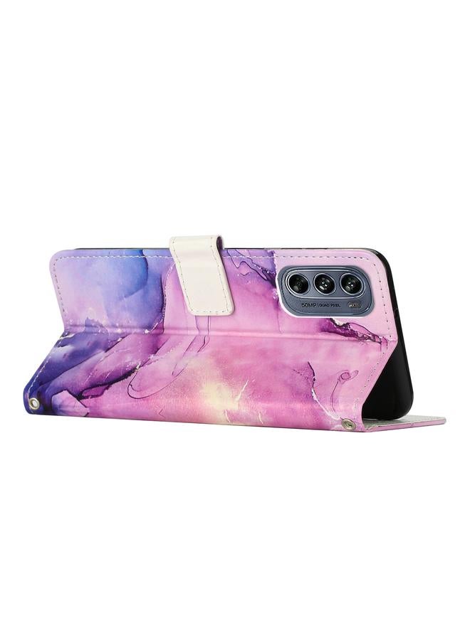 S-TOP Case For Motorola Moto G62 5G Crossbody Painted Marble Pattern Leather Phone Case - Image 3