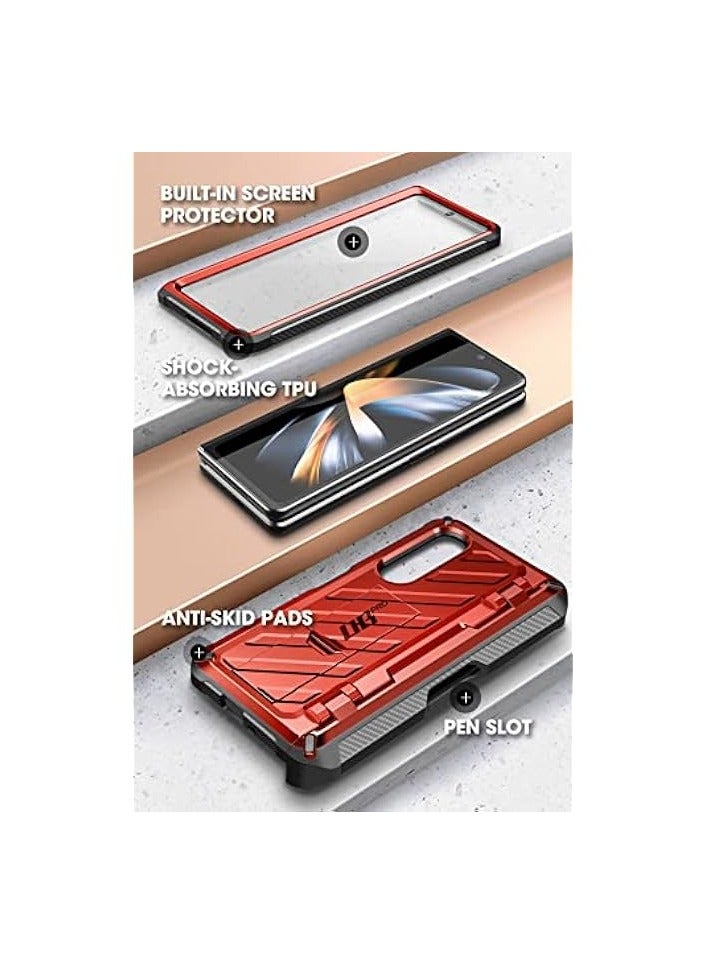 SUPCASE Unicorn Beetle Pro Series Case Designed For Galaxy Z Fold 4 5G (2022 Release), Full-Body Dual Layer Rugged Protective Case with Built-in Screen Protector - Ruddy - Image 4