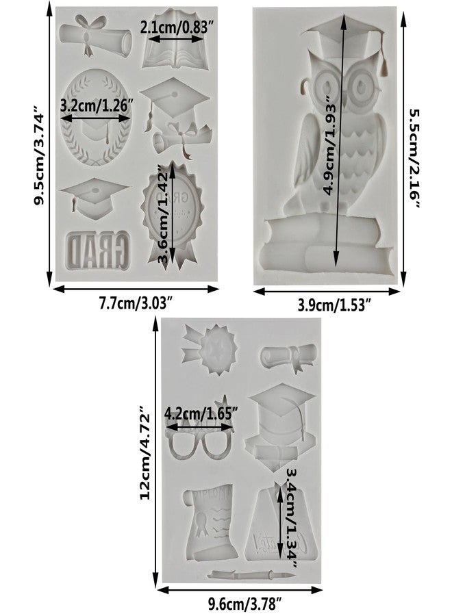 MINFEIDMS Graduation Fondant Molds Grad 3D Silicone Moulds Owl Bachelors Cap Scroll Molds Graduation Uniform Mold For Cake Decorating Cupcake Topper Candy Chocolate Gum Paste Polymer Clay - Image 2