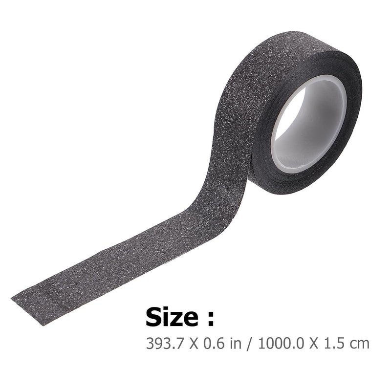 6 Rolls Black Glitter DIY Scrapbook Tape Set, 10m Each Roll, Decorative Paper Craft Tape for Arts, Crafts, and Planner Scrapbooking - Image 2