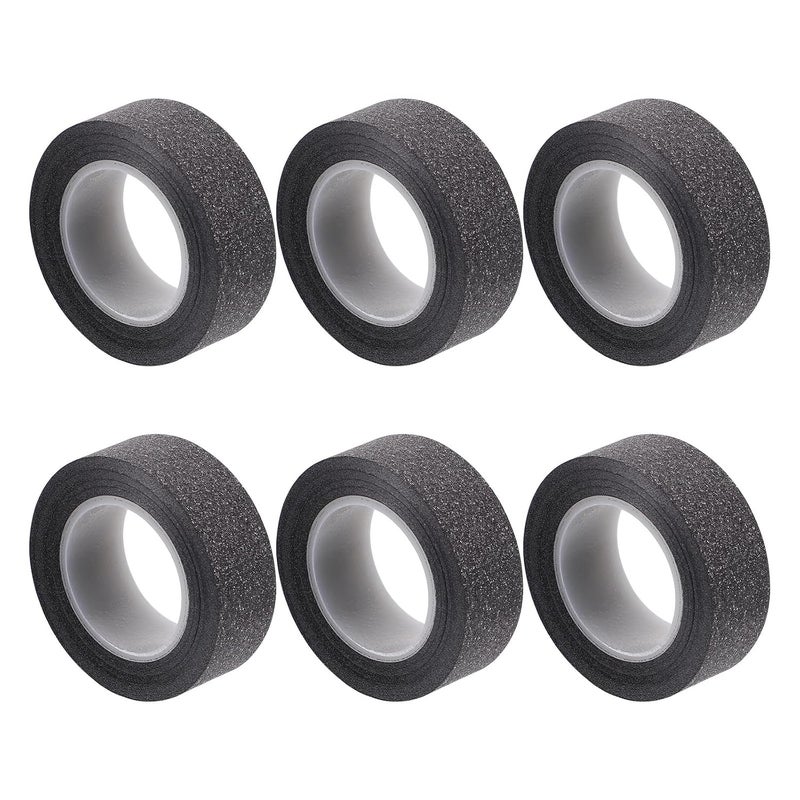 6 Rolls Black Glitter DIY Scrapbook Tape Set, 10m Each Roll, Decorative Paper Craft Tape for Arts, Crafts, and Planner Scrapbooking - Image 1
