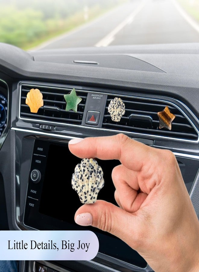 ORIESSE Boho Car Accessories 4pcs Natural Stone Car Air Freshener Vent Clips Pentagram Seashell Beach Car Accessories Stone Car Decor for Women,Best Wishes for Lover and Friend - Image 2