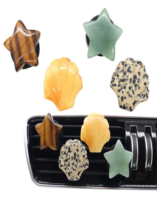 ORIESSE Boho Car Accessories 4pcs Natural Stone Car Air Freshener Vent Clips Pentagram Seashell Beach Car Accessories Stone Car Decor for Women,Best Wishes for Lover and Friend - Image 1