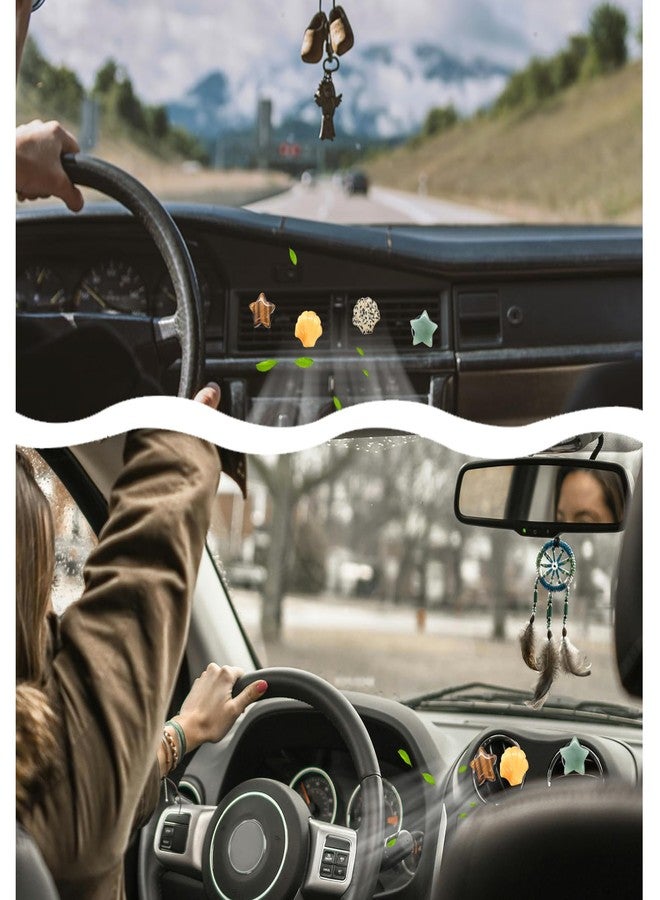 ORIESSE Boho Car Accessories 4pcs Natural Stone Car Air Freshener Vent Clips Pentagram Seashell Beach Car Accessories Stone Car Decor for Women,Best Wishes for Lover and Friend - Image 5