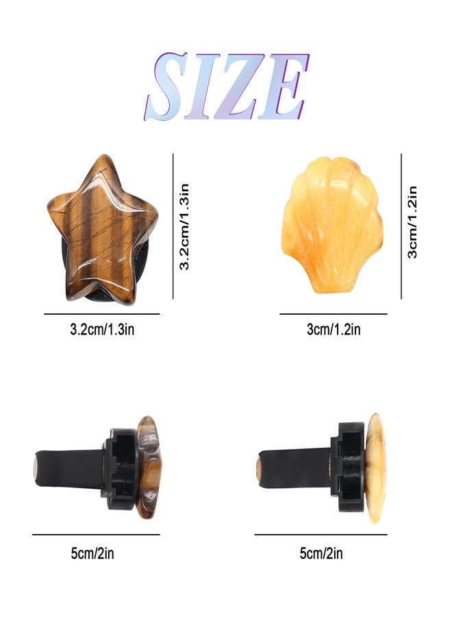 ORIESSE Boho Car Accessories 4pcs Natural Stone Car Air Freshener Vent Clips Pentagram Seashell Beach Car Accessories Stone Car Decor for Women,Best Wishes for Lover and Friend - Image 4
