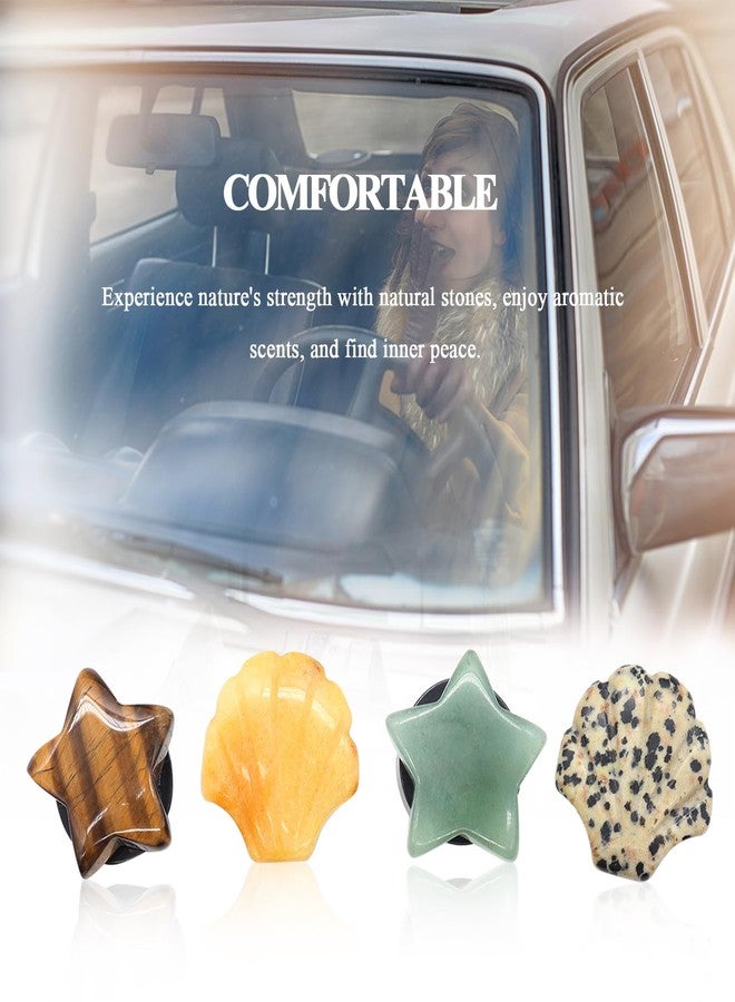 ORIESSE Boho Car Accessories 4pcs Natural Stone Car Air Freshener Vent Clips Pentagram Seashell Beach Car Accessories Stone Car Decor for Women,Best Wishes for Lover and Friend - Image 3