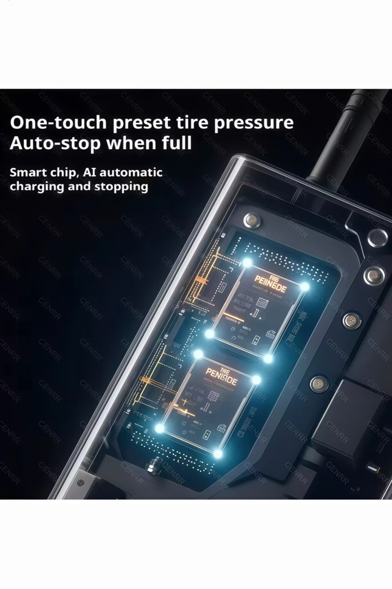ضاغط هواء سيارة محمول جديد 2025 - مضخة نفخ إطارات كهربائية محمولة بقوة 150 PSI مع نفخ سريع وشاشة LCD مزدوجة [لاسلكي بطاقة قوية] - مناسب لنفخ إطارات السيارات والدراجات الهوائية والنارية والكرات. - Image 5