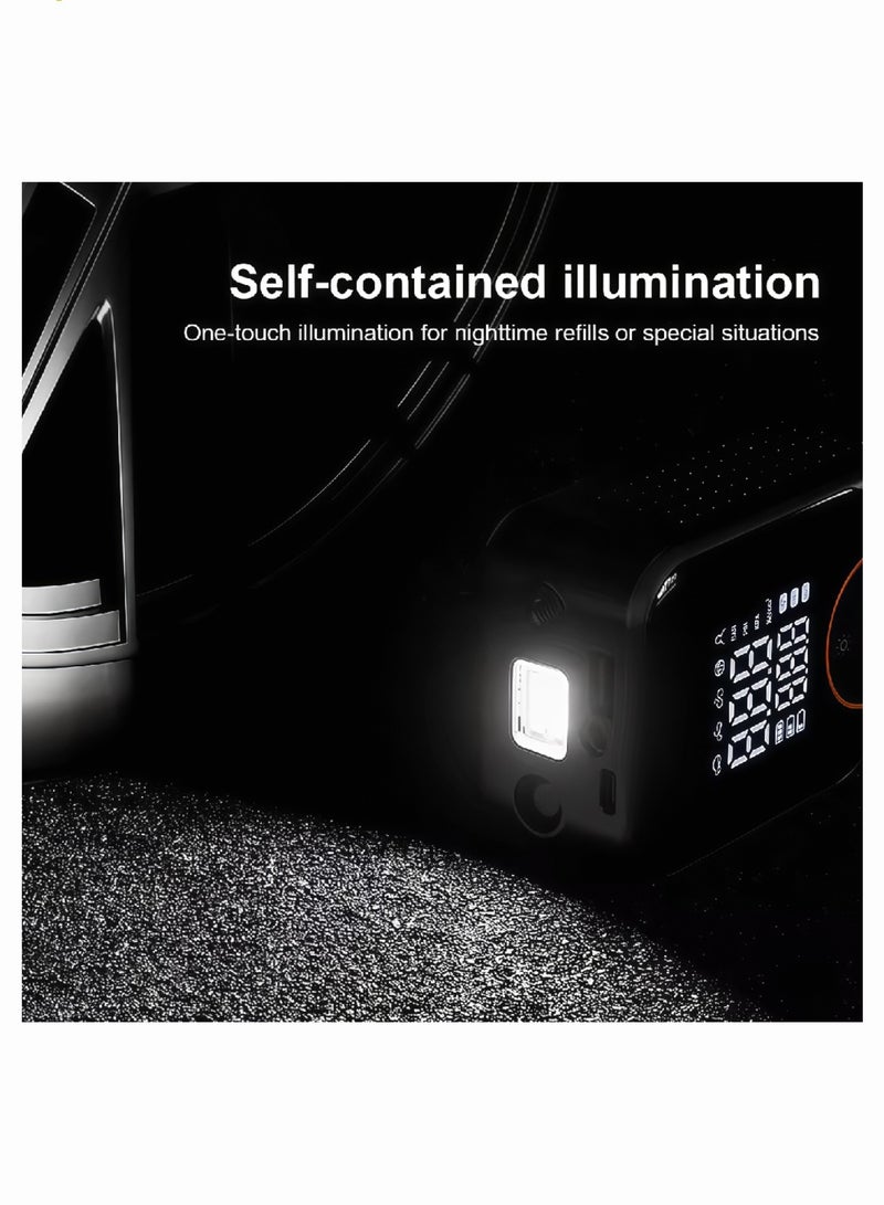 ضاغط هواء سيارة محمول جديد 2025 - مضخة نفخ إطارات كهربائية محمولة بقوة 150 PSI مع نفخ سريع وشاشة LCD مزدوجة [لاسلكي بطاقة قوية] - مناسب لنفخ إطارات السيارات والدراجات الهوائية والنارية والكرات. - Image 4