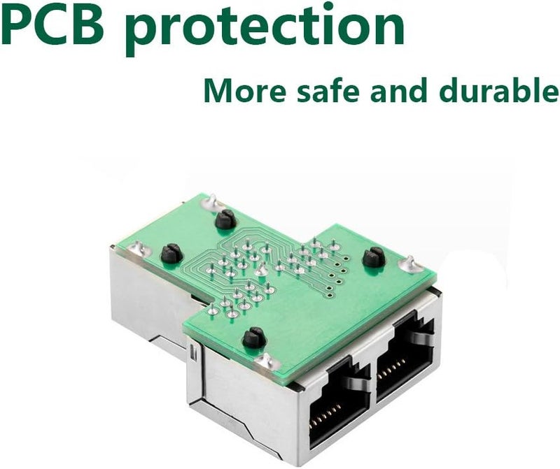 Oxsubor RJ45 Splitter Connectors Adapter 1 to 2 Ethernet Coupler Double Socket HUB Interface Contact Modular Plug Connect Network LAN Internet Cat5 Cat62 Pack (Can't Run Both at The Same TIME) - Image 2
