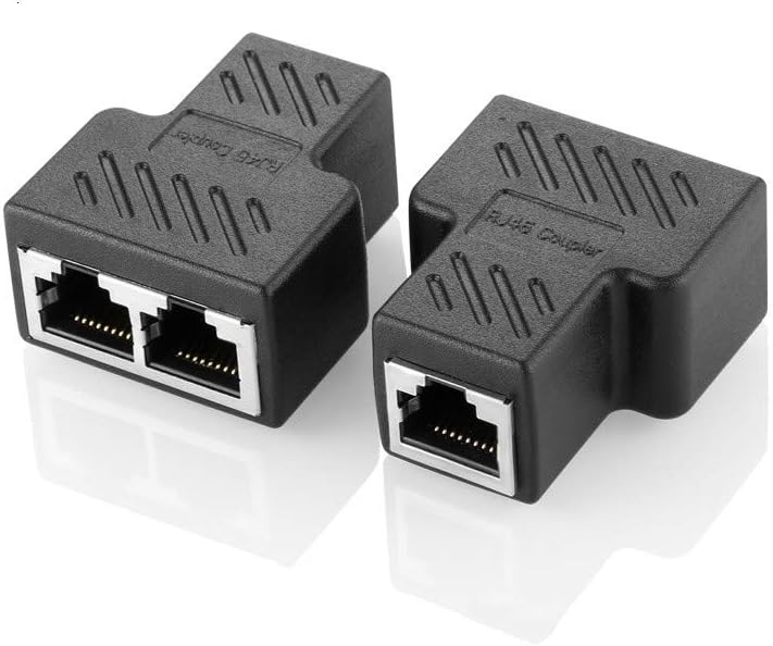 Oxsubor RJ45 Splitter Connectors Adapter 1 to 2 Ethernet Coupler Double Socket HUB Interface Contact Modular Plug Connect Network LAN Internet Cat5 Cat62 Pack (Can't Run Both at The Same TIME) - Image 1