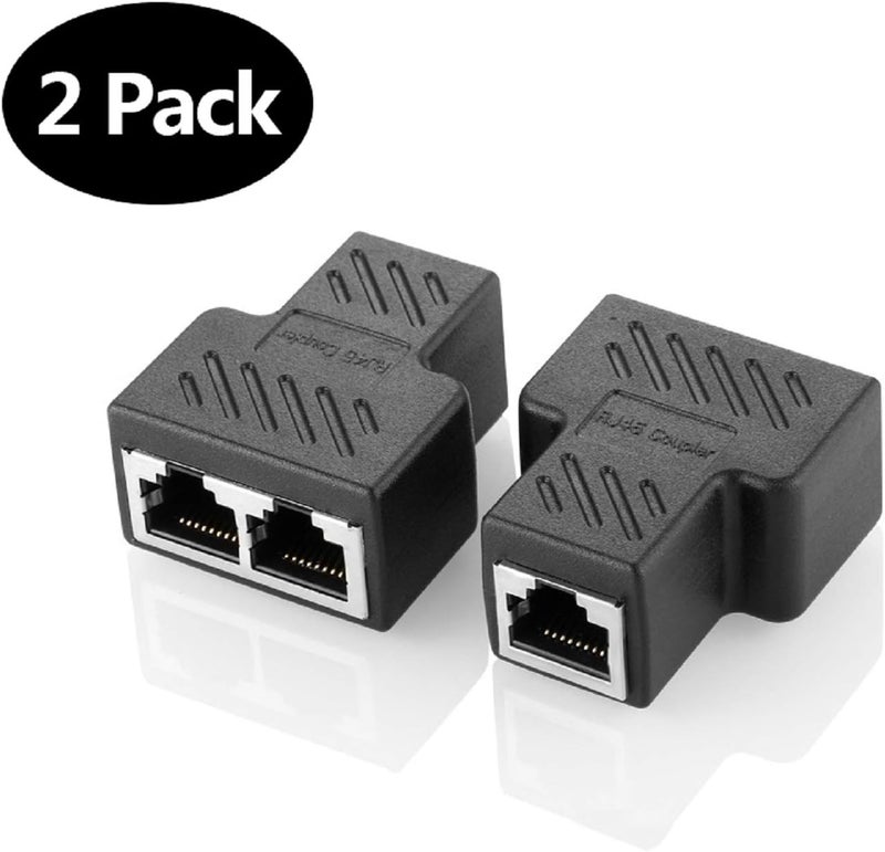 Oxsubor RJ45 Splitter Connectors Adapter 1 to 2 Ethernet Coupler Double Socket HUB Interface Contact Modular Plug Connect Network LAN Internet Cat5 Cat62 Pack (Can't Run Both at The Same TIME) - Image 3
