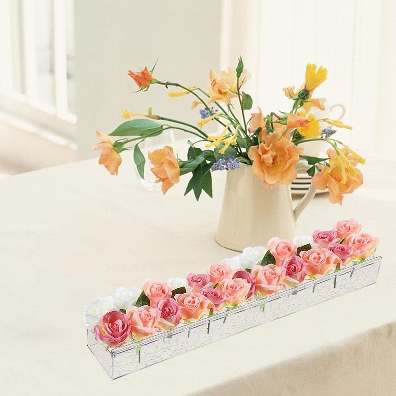 cheekyglo Acrylic Rectngulr Flower Vse for Centerpieces,Clear Acrylic Flower Vse Rectngulr for Dining Tle Wedding Decortion Rose Gift Desktop Home Wedding Decortion-45*10*6.5cm With Light - Image 4