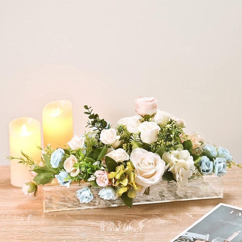 cheekyglo Acrylic Rectngulr Flower Vse for Centerpieces,Clear Acrylic Flower Vse Rectngulr for Dining Tle Wedding Decortion Rose Gift Desktop Home Wedding Decortion-45*10*6.5cm With Light - Image 5
