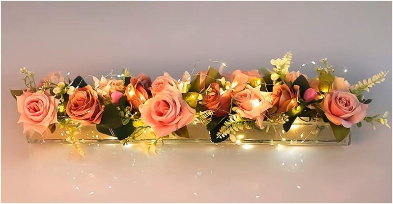 cheekyglo Acrylic Rectngulr Flower Vse for Centerpieces,Clear Acrylic Flower Vse Rectngulr for Dining Tle Wedding Decortion Rose Gift Desktop Home Wedding Decortion-45*10*6.5cm With Light - Image 1