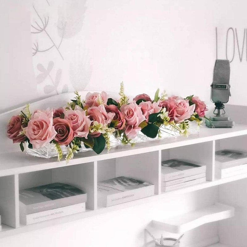 cheekyglo Acrylic Rectngulr Flower Vse for Centerpieces,Clear Acrylic Flower Vse Rectngulr for Dining Tle Wedding Decortion Rose Gift Desktop Home Wedding Decortion-45*10*6.5cm With Light - Image 2