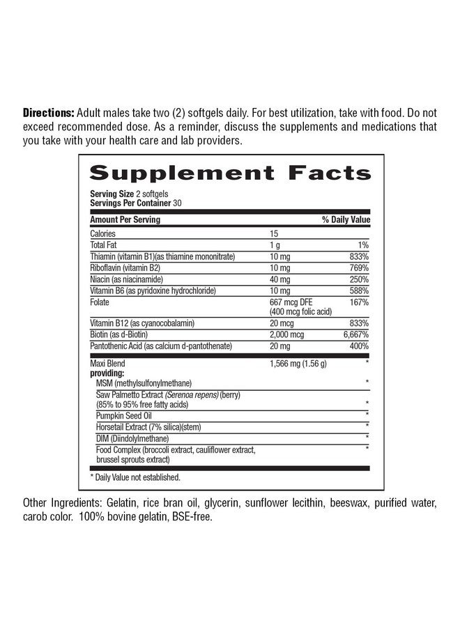 Country Life Maxi-Hair for Men - 2000mcg Biotin, Saw Palmetto, Pumpkin Seed Oil, DIM, Potassium, Magnesium, Calcium & Zinc Blend - Supports Healthier Hair, Scalp, Skin & Nails, 60 Vegan Capsules - Image 4