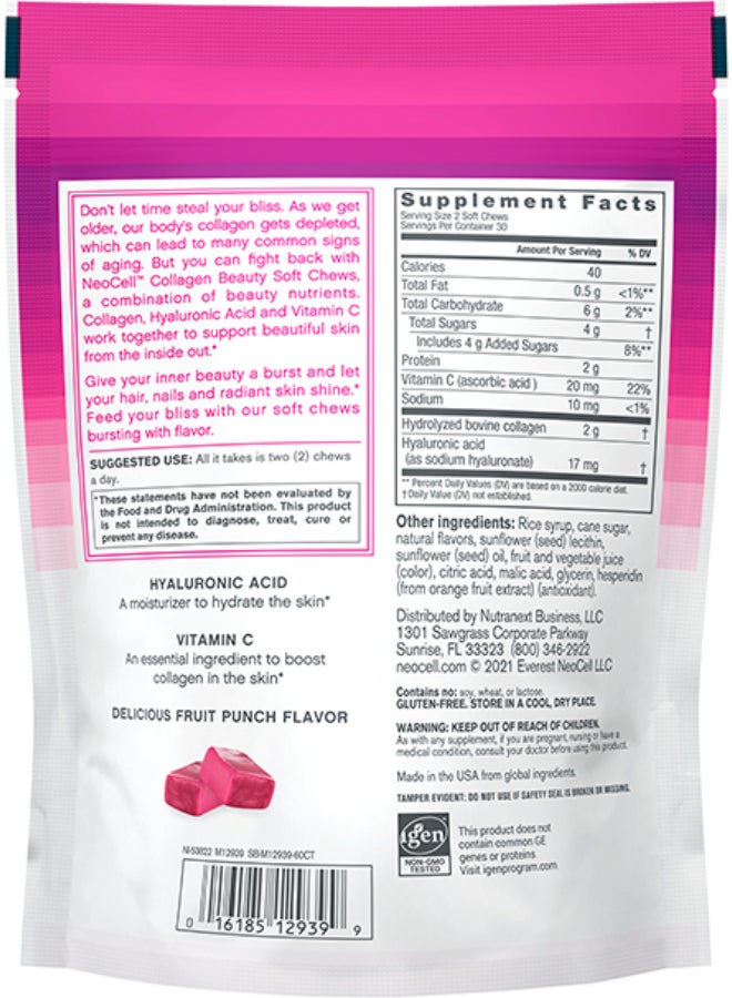 NEOCELL Beauty Bursts Super Fruit Punch 2000mg 60 Soft Chews - Image 4