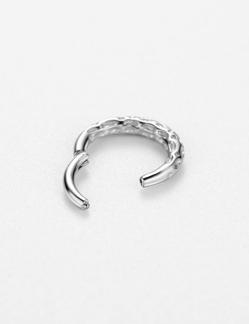 FANSING 316L Surgical Steel Hammered Piercing Rings for Septum Piercing for Womens Hinged Septum Jewelry 16g 8mm - Image 4