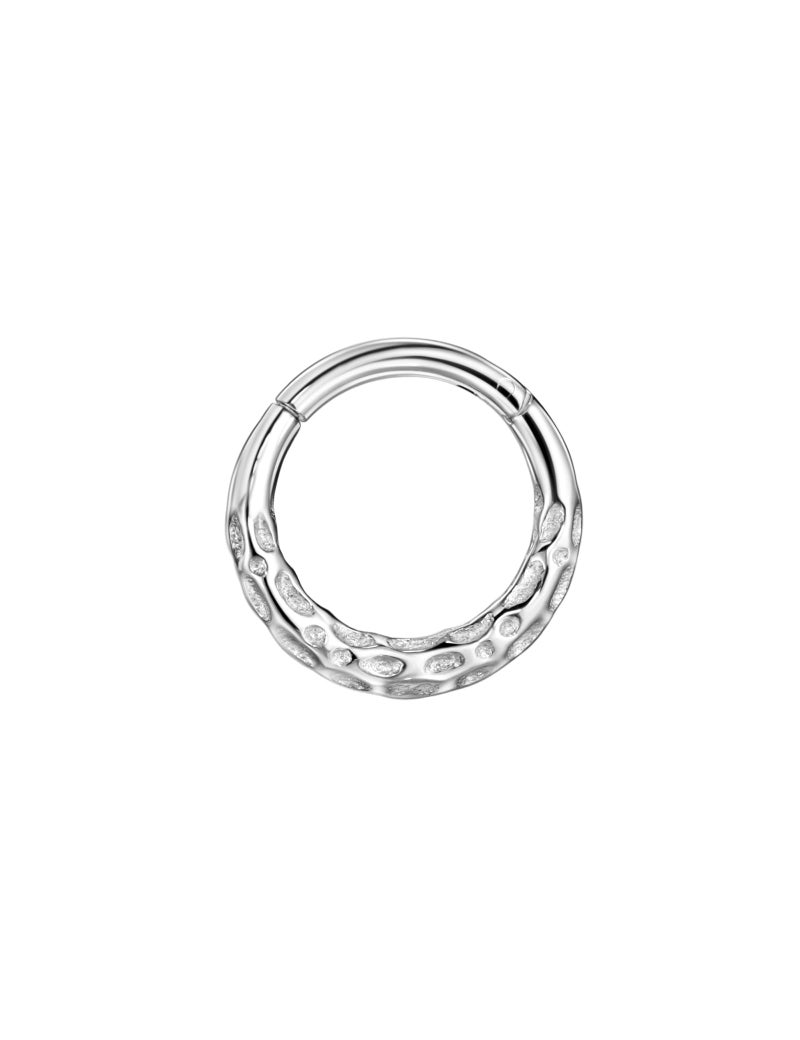 FANSING 316L Surgical Steel Hammered Piercing Rings for Septum Piercing for Womens Hinged Septum Jewelry 16g 8mm - Image 1