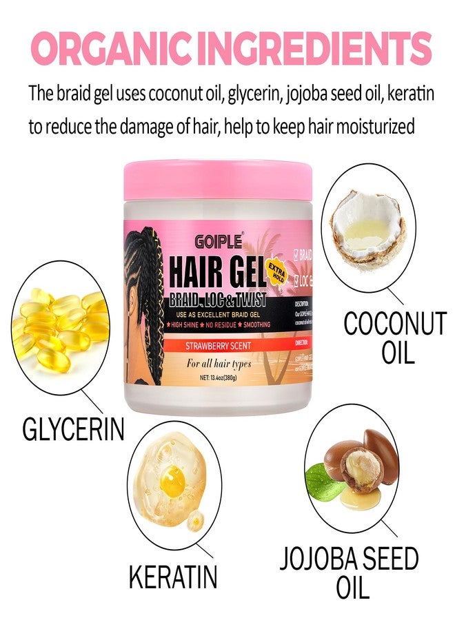 Goiple 13.4oz Braiding Gel, Extreme Hold, Frizz Control, Organic Ingredients, Suitable for All Hair Types, No Flake, No Residue, Easy to Use - Image 2