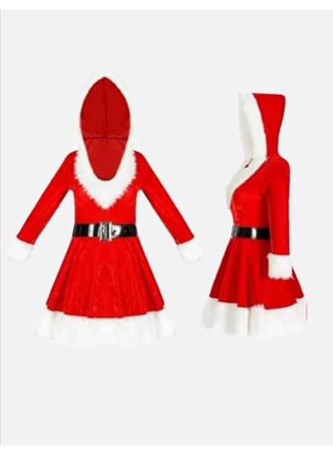 Hanady Christmas costume nightgown, plush with fur trim – One size fits up to 80 kg – HN 9091 - Image 1