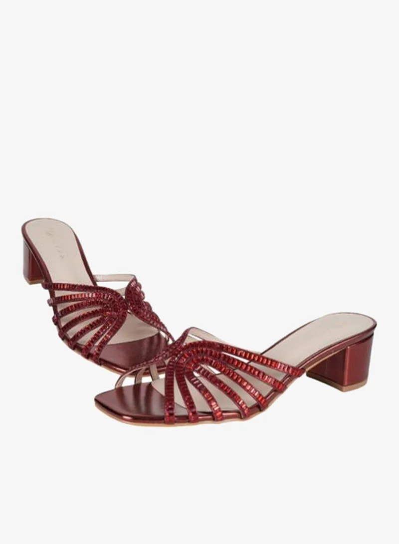 Zayna Bordo 221-244 Zayna Ladies Block Heel Sandals 18F8827-16 Bordo for Women | Best Price UAE
