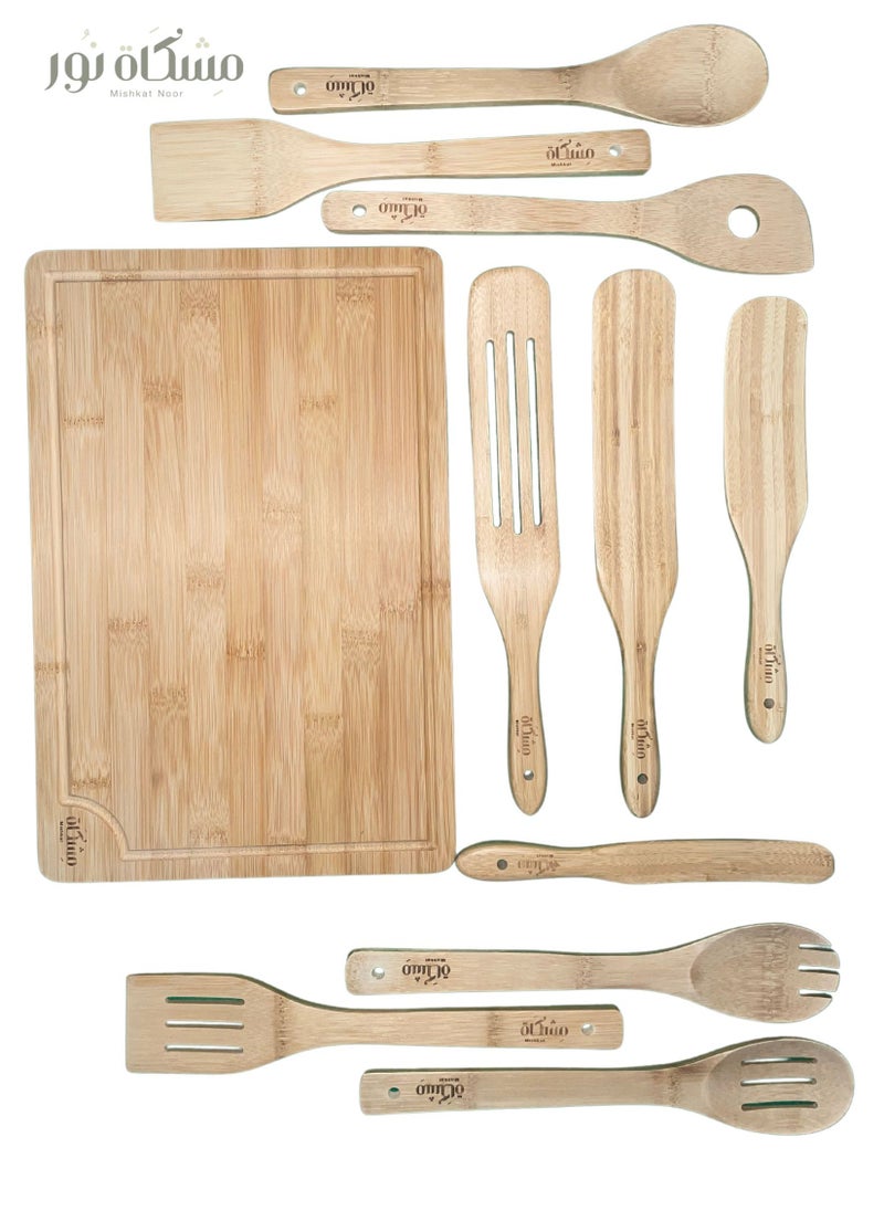 Natural Bamboo Cookware Cutlery Utensil Sets And Chopping Board 11 Pieces - pzsku/ZF1191CBA10704089C17BZ/45/_/1739789114/6a2982fc-2eb1-401b-9fc6-263250f4f78a