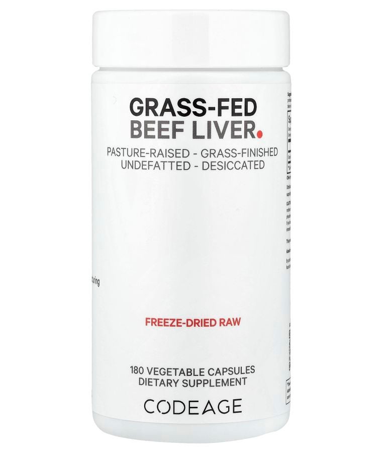 Codeage Grass-Fed Beef Liver 180 Vegetable Capsules (500 mg per Capsule)