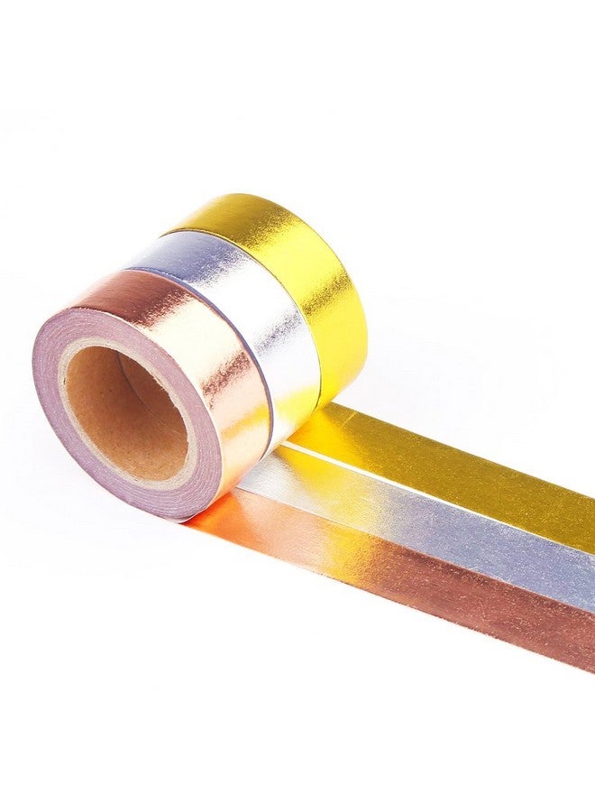 Decora 3 Pieces Gold Washi Masking Tape Collection Premium Diy Arts & Crafts Tape And Gift Wrapping Supplies For Christmas And New Year Decoration - Image 1
