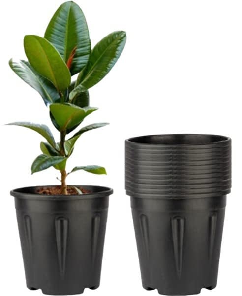 Tim Tim Agro 8 Inch Nursery Pots, 15 Packs Variety Plastic Pots with Drainage Hole, Plant Containers for Seedlings, Succulents, Transplanting (8 Inch, Black-Round) (Black - Round) - Image 1