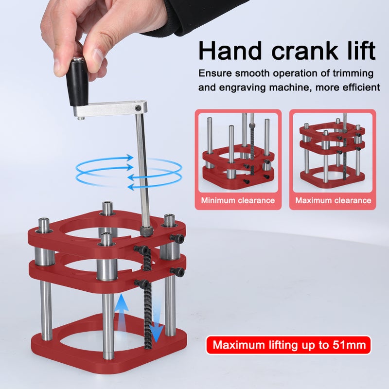 Router Lift Table Aluminum Lifting Platform Stand Woodworking Benches 51mm Lifting for 64-66mm Diameter Motors Engraving Trimming Machine - Image 5