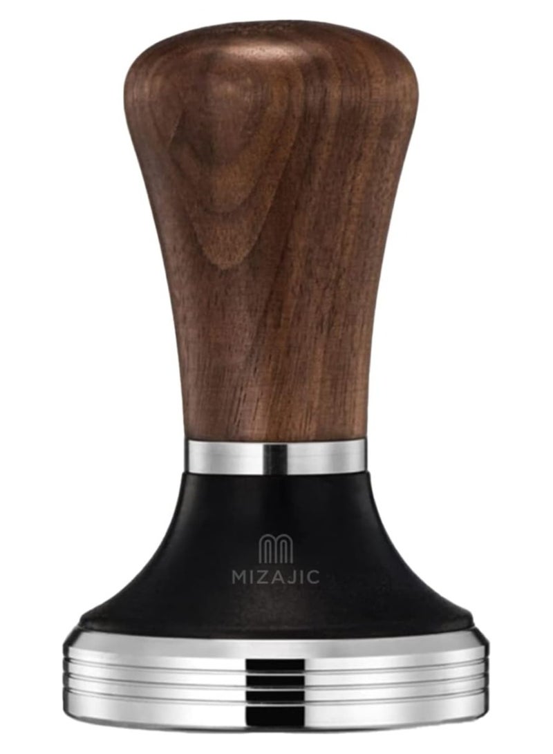 مزاجك سدادة قهوة مقاس 54 مم مع قاعدة مسطحة من الفولاذ المقاوم للصدأ بدرجة الطعام ومقبض من خشب الورد ومطرقة ضغط مسحوق مثالية لمرشحات القهوة مقاس 54 مم - Image 1