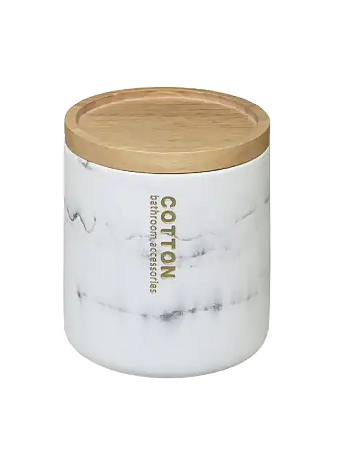 Five Simply Smart High Quality Ceramics Cotton Jar with Lid White 11 x 9.5 cm 160938 - Image 1