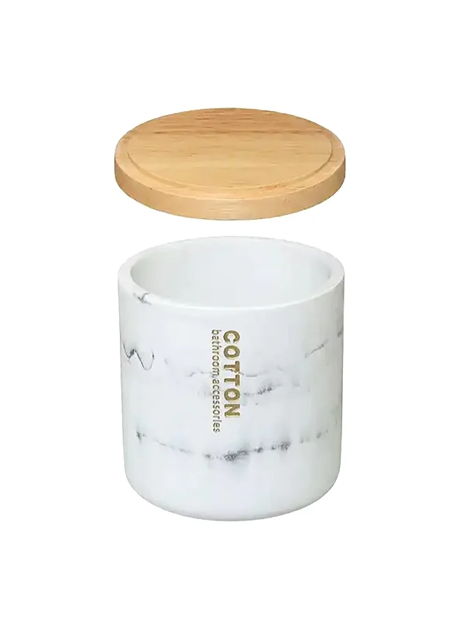 Five Simply Smart High Quality Ceramics Cotton Jar with Lid White 11 x 9.5 cm 160938