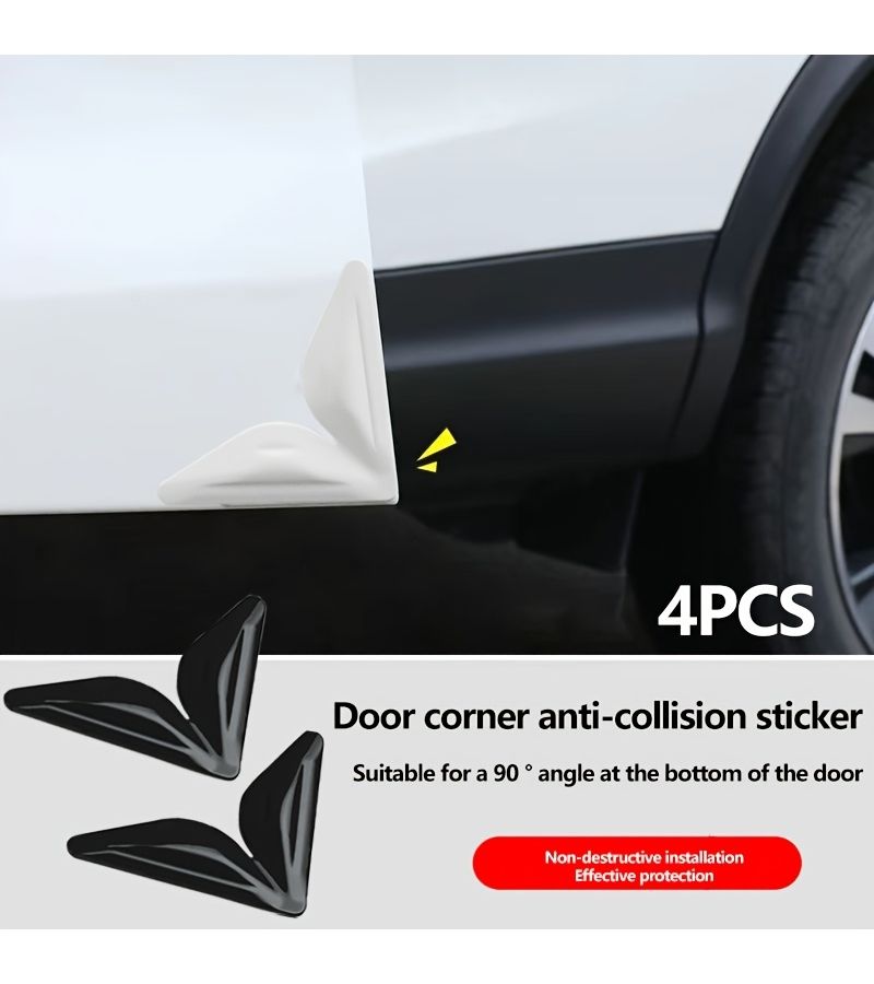 Black Invisible Car Door Corner Buffers 4 Pack Scratch Protection Front Rear - Image 1