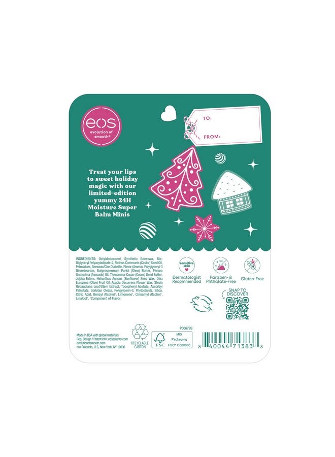 إي أو اس مجموعة مرطب الشفاه إي أو إس هوليداي ميني سوبر بالم المرطب لمدة ٢٤ ساعة - زبدة بسكويت سبيكولوس، خبز الزنجبيل المثلج، عجينة كيك الفانيليا، عناية بالشفاه بإصدار محدود، هدايا صغيرة، ٠.٢٠ أونصة سائلة، عبوة من ٣ قطع - Image 5