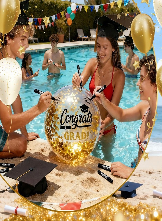 Seenelling 8 Pcs 2026 Graduation Beach Balls 13" Inflatable Congrats Grad Pool Party Balls with 2 Black Markers Class of 2026 Decorations Graduation Party Favors for Graduates Seniors College - Image 5